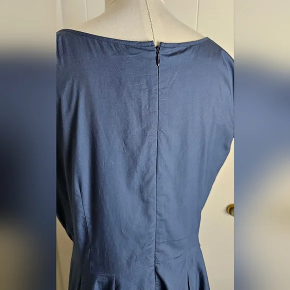 Oscar De La Renta Mid-length Blue Cotton dress Size 16 - Picture 3 of 10